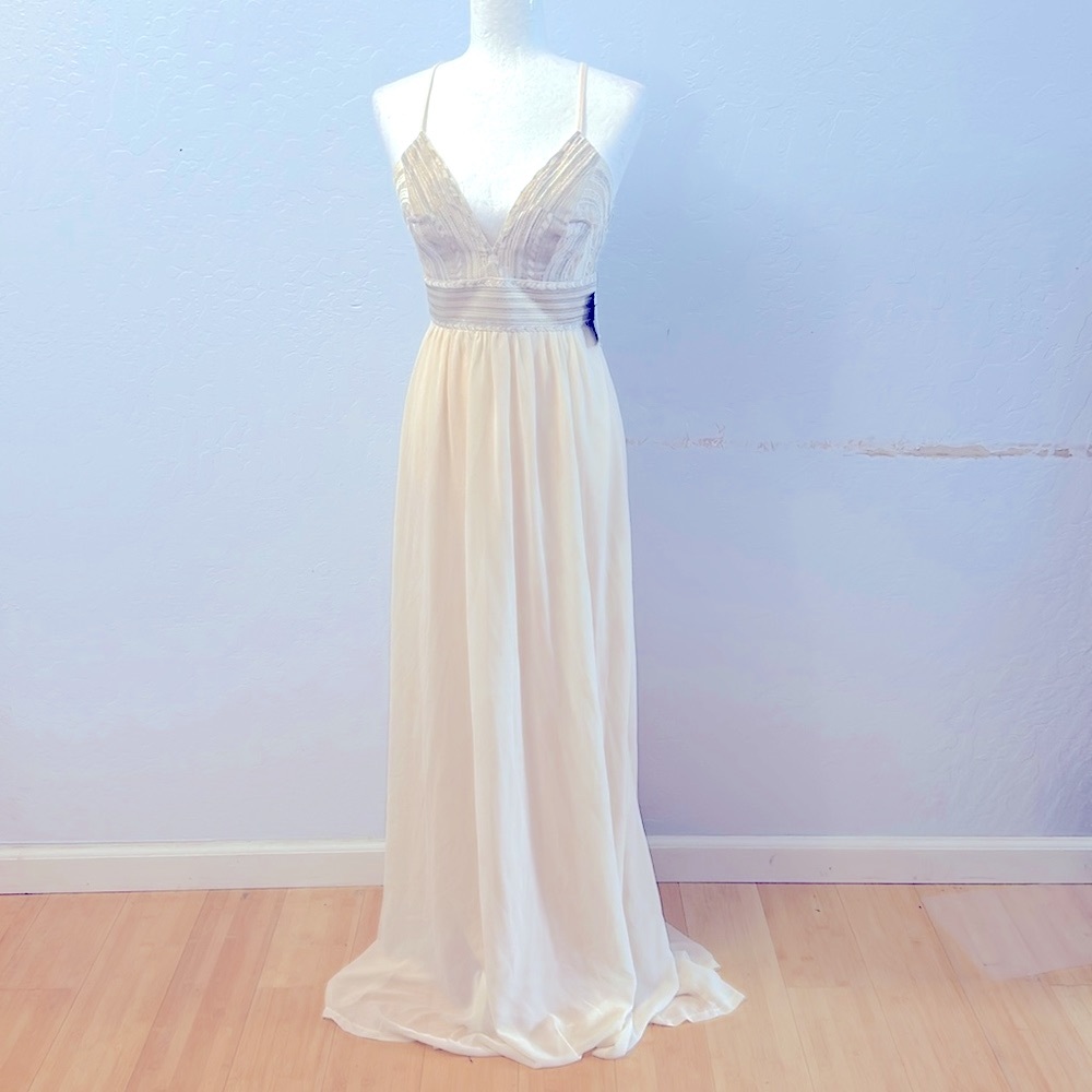 Lulus cream Embroidered Maxi Dress